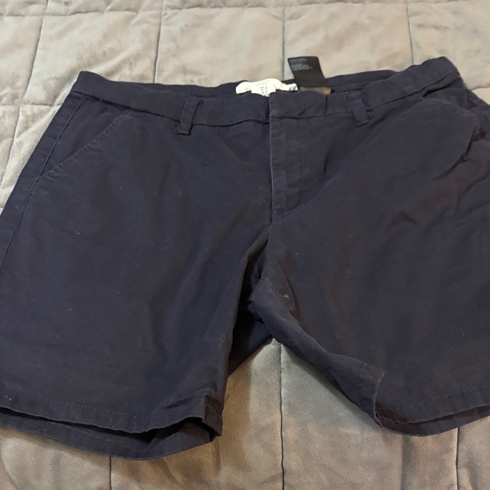 H&M Navy Flat-Front Chino Shorts